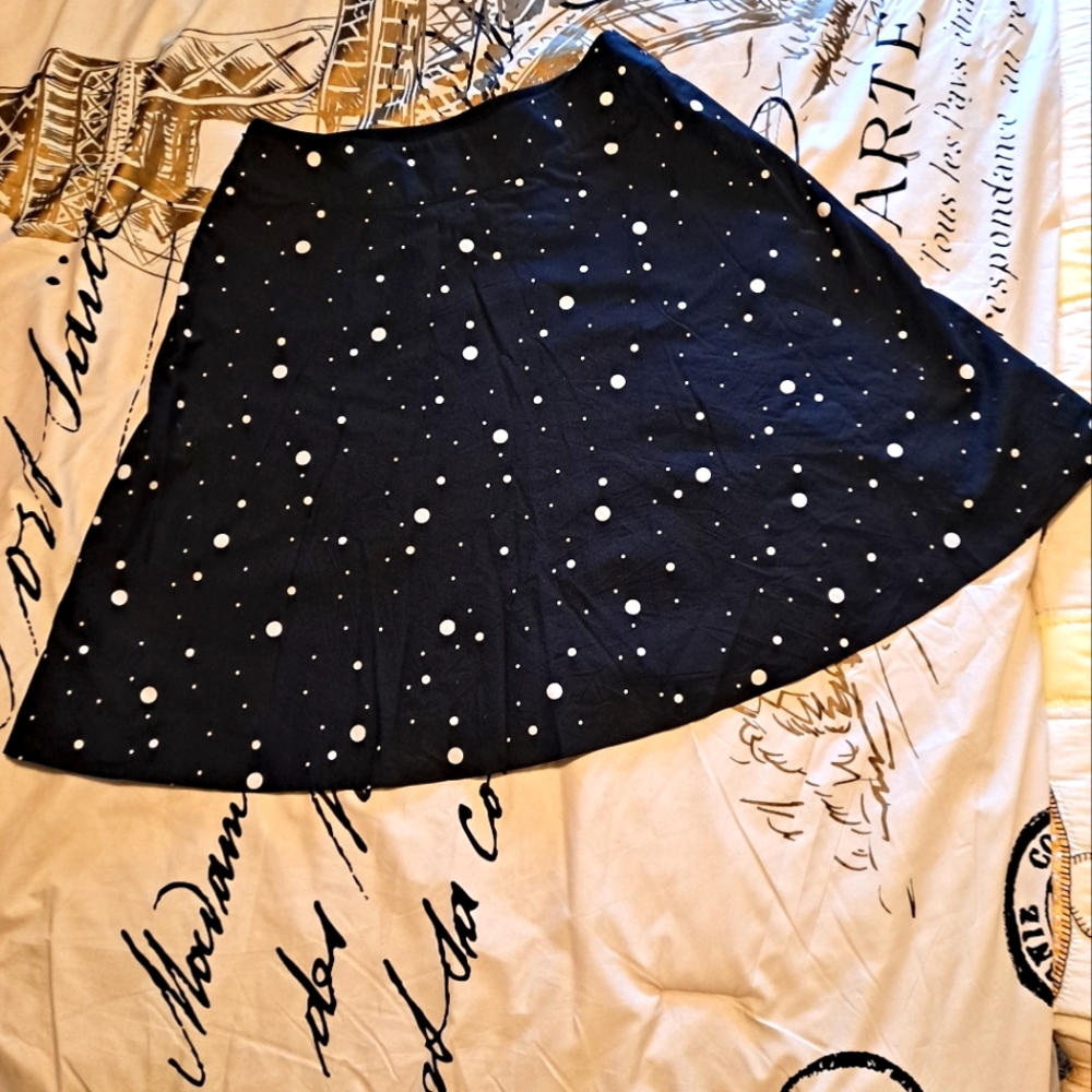 Nine West Black and White Polka-Dot A-Line Skirt